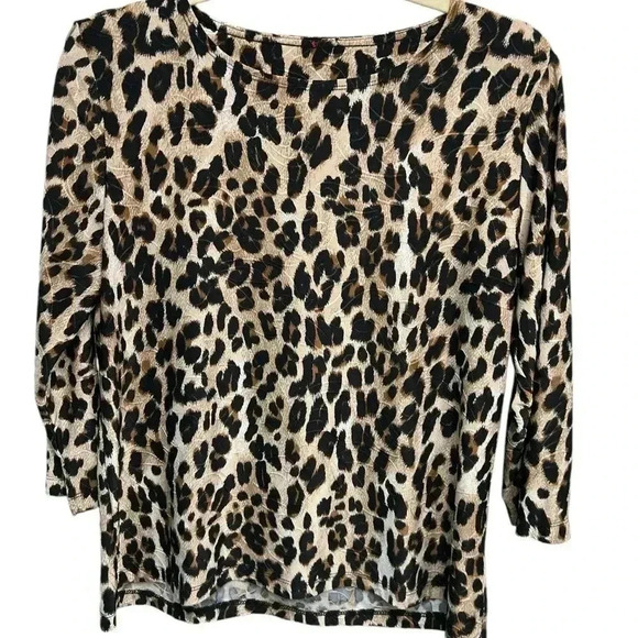 Adorable 3/4 Sleeve Stylish Leopard Print Blouse, size 10 - Picture 3 of 6